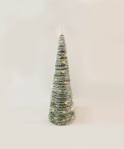 GREEN RATTAN CONE TREE WITH SNOW 50 MINI WW LED ΛΑΜΠ. ΜΠΑΤ. 3ΧΑΑ,IP20 Φ27.5X90CM ACA – X1150119