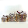 SET RATTAN GIT BOX, RED&BLACK BOW  90(20+30+40) WW MINI LED ΛΑΜΠ. ΜΠΑΤ. 3*3ΑΑ IP20 18,24,30CM ACA – X1190112