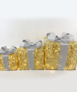 SET GOLD SILK GIT BOX, SILVER BOW  90(20+30+40) WW MINI LED ΛΑΜΠ. ΜΠΑΤ. 3*3ΑΑ IP20 18,24,30CM ACA – X1190115