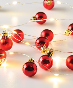 “XMAS ΓΙΡΛΑΝΤΑ ΚΟΚΚΙΝΕΣ ΜΠΑΛΕΣ” 20 LED WW ΛΑΜΠΑΚ ΣΕΙΡ ΑΣΗΜΙ ΚΑΛ ΧΑΛΚΟΥ,ΜΠΑΤ (2xAA)IP20 190+30cm  ACA – X13201101
