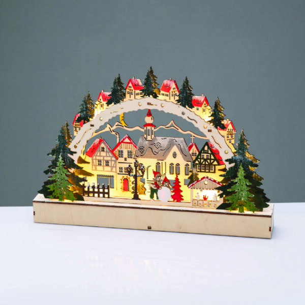 WOODEN XMAS VILLAGE 12 LED ΘΕΡΜΑ ΣΤΑΘΕΡΑ IP20 ΔΙΑΚΟΣΜΗΤΙΚΟ ΜΠΑΤ 2ΧΑΑΑ 38x5x21.5cm ACA – X15121107