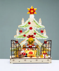 WOODEN XMAS TREE WITH FIREPLACE 16 LED ΘΕΡΜΑ  ΔΙΑΚΟΣΜΗΤΙΚΟ ΜΠΑΤ 2ΧΑΑ IP20 21.5x6x40cm ACA – X15161105