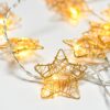 METAL STARS 10 LED ΛΑΜΠΑΚIA ΣΕΙΡΑ ΜΠΑΤΑΡ.(3xAA) & ΧΡΟΝΟΔΙΑΚ (6ΟΝ/18OFF) ΘΕΡΜΟ ΛΕΥΚΟ ΧΡΥΣΟ ΜΕΤΑΛ  ACA – XMGSTAR10WW2AT