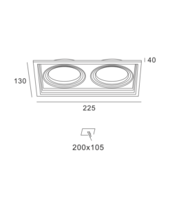 Βάση Σπότ Χωνευτή 130×225 Μαύρη 2xGU10 ACA – XMGU2B
