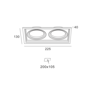 Βάση Σπότ Χωνευτή 130×225 Λευκή 2xGU10 ACA – XMGU2W