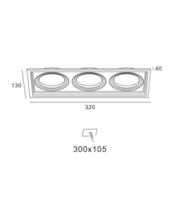Βάση Σπότ Χωνευτή 130×320 Λευκή 3xGU10 ACA – XMGU3W