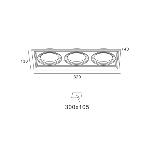 Βάση Σπότ Χωνευτή 130×320 Λευκή 3xGU10 ACA – XMGU3W