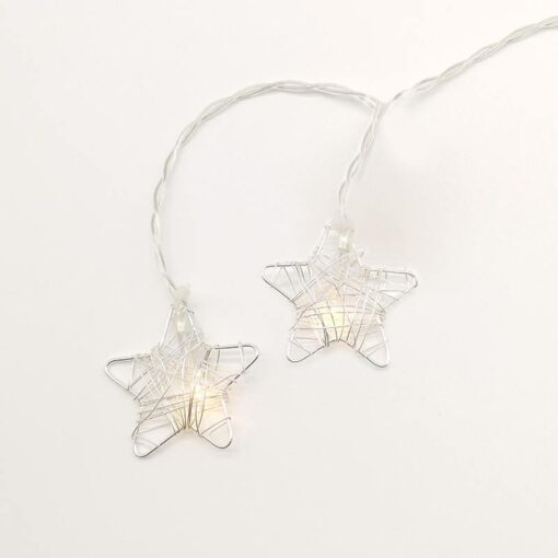 METAL STARS 10LED ΛΑΜΠΑΚIA ΣΕΙΡΑ ΜΠΑΤΑΡ.(3xAA)ΘΕΡΜΟ ΛΕΥΚΟ ΑΣΗΜΙ ΜΕΤΑΛΛΟ IP20 135+30cm ΔΙΑΦΑΝ ΚΑΛΩ ACA – XMSSTAR10WW2A