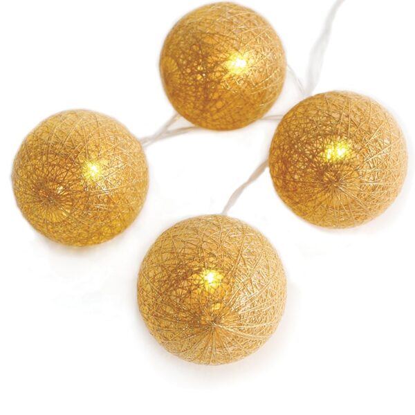 WOVEN BALL DECORATIVE STRING LIGHTS” ΧΡΥΣΗ ΜΠΑΛΑ 10 LED ΛΑΜΠΑΚIA ΣΕΙΡΑ ΜΠΑΤΑΡ(2xΑΑ) ΘΕΡΜΟ ΛΕΥΚΟ IP20  ACA - XP10WW2A