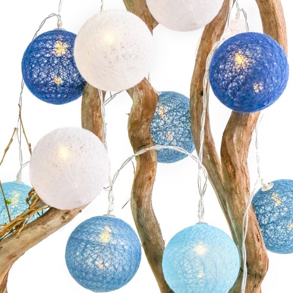 WOVEN BALL FAIRY LIGHTS” ΜΠΛΕ & ΑΣΠΡΗ ΜΠΑΛΑ 20 LED ΛΑΜΠΑΚΙΑ ΣΕΙΡΑ ΜΠΑΤΑΡ(2xΑΑ) ΘΕΡΜΟ ΛΕΥΚΟ IP20 ACA - XR20WW2A