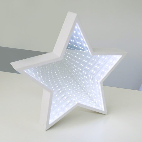 INFINITY MIRROR TUNNEL LAMP”, STAR”, 59 LED ΛΑΜΠΑΚΙΑ ΜΕ ΜΠΑΤΑΡΙΑ(3xAA) ΨΥΧΡΟ ΛΕΥΚΟ IP20 29x5x29cm ACA – XSTARMIR292A