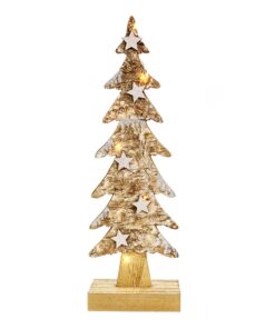 WOODEN XMAS TREE LIGHT” KΑΦΕ ΔΕΝΤΡΟ-ΜΕΓΑΛΟ 5 LED ΛΑΜΠΑΚΙΑ ΜΠΑΤΑΡ(2xAAA) ΘΕΡΜΟ ΛΕΥΚΟ IP20 13x7x40cm ACA – XTREBWW403A