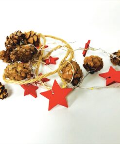 CHRISTMAS GARLAND STRING LIGHTS” ΣΤΕΦΑΝΙ-KOKKINO  ΑΣΤΕΡΙ 20 LED ΛΑΜΠΑΚ ΣΕΙΡΑ ΜΠΑΤΑΡ(2xΑΑ) ΘΕΡΜΟ ACA – XX20WW2A