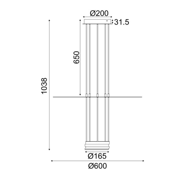 ΚΡΕΜΑΣΤΟ ΦΩΤΙΣΤΙΚΟ LED 18W 3000K  1260LM ELIA ΜΑΥΡΟ ΜΕΤ/ΚΟ IP20 D60XH104CM  ACA DECOR – YL1691LEDPBK
