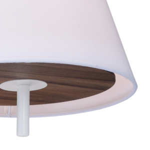 ACA DECOR   – Κρεμαστό Φωτιστικό 1ΧE27 Απόχρωση Σκούρο Ξύλο Mdf + Λευκό Μέταλλο + Ύφασμα Φ28ΧΗ80cm