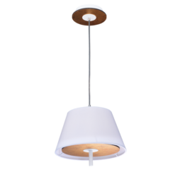 ACA DECOR – Κρεμαστό Φωτιστικό 1ΧE27 Αντικέ Ορείχαλκος Mdf+Λευκό Μέταλλο + Ύφασμα Φ39XH80cm