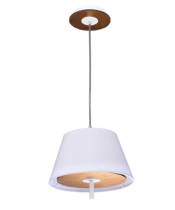 ACA DECOR – Κρεμαστό Φωτιστικό 1ΧE27 Αντικέ Ορείχαλκος Mdf+Λευκό Μέταλλο + Ύφασμα Φ39XH80cm