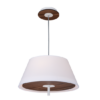 ACA DECOR   – Κρεμαστό Φωτιστικό 3ΧE27 Απόχρωση Σκούρο Ξύλο Mdf+ Λευκό Μέταλλο + Ύφασμα Φ40ΧΗ80cm