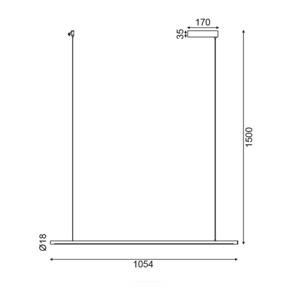 ΚΡΕΜΑΣΤΟ ΦΩΤΙΣΤΙΚΟ LED 18W 3000K 1440LM ΜΑΥΡΟ ΑΛΟΥΜΙΝΙΟ DIMMER ΑΦΗΣ 105Χ1,8ΧΗ150CM AVENUE ACA DECOR – ZM16LEDP105BK