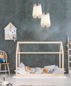 ACA DECOR   – Κρεμαστό Φωτιστικό 1ΧE27 Λευκό Πλαστικό Απόχρωση Ξύλου  Mdf Φ35ΧΗ120cm