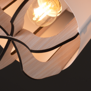 ACA DECOR   – Επιδαπέδιο Φωτιστικό 1ΧE27 Λευκό Πλαστικό Απόχρωση Ξύλου Mdf Φ25XH160