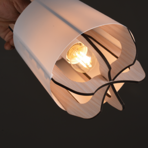 ACA DECOR   – Επιδαπέδιο Φωτιστικό 1ΧE27 Λευκό Πλαστικό Απόχρωση Ξύλου Mdf Φ25XH160
