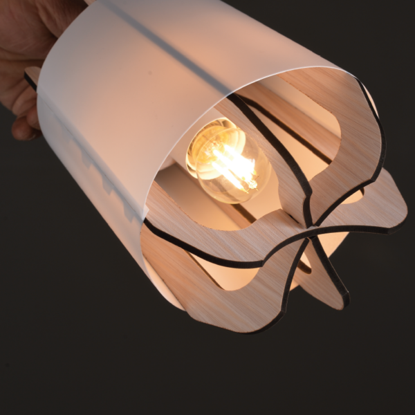 ACA DECOR   – Επιδαπέδιο Φωτιστικό 1ΧE27 Λευκό Πλαστικό Απόχρωση Ξύλου Mdf Φ25XH160