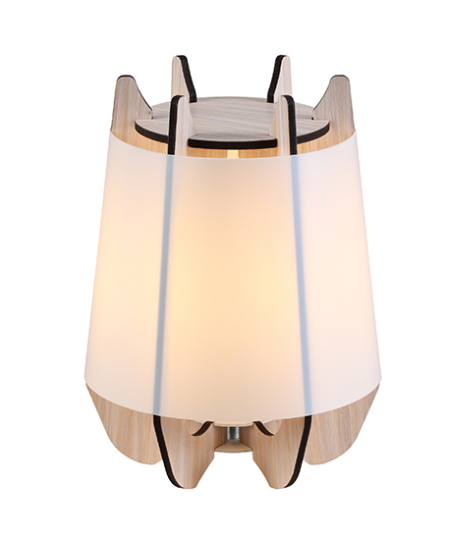 ACA DECOR – Επιτραπέζιο Φωτιστικό 1ΧE27 Λευκό Πλαστικό +Απόχρωση Ξύλου Mdf Φ25 ZM170011T