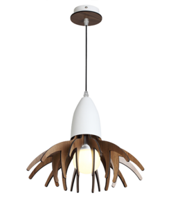 ACA DECOR – Κρεμαστό Φωτιστικό 1ΧE27 Απόχρωση Ξύλου Mdf + Λευκό Μεταλλικό Φ35XH80cm