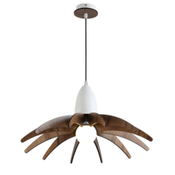 ACA DECOR – Κρεμαστό Φωτιστικό 1ΧE27 Απόχρωση Ξύλου Mdf + Λευκό Μεταλλικό Φ50XH80cm