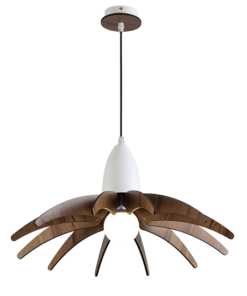 ACA DECOR – Κρεμαστό Φωτιστικό 1ΧE27 Απόχρωση Ξύλου Mdf + Λευκό Μεταλλικό Φ50XH80cm