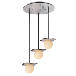 ACA DECOR – Κρεμαστό Φωτιστικό 3ΧG9 Απόχρωση Παλ Ξύλο Mdf + Λευκό Γυαλί Φ30ΧΗ60cm