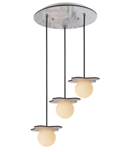 ACA DECOR – Κρεμαστό Φωτιστικό 3ΧG9 Απόχρωση Παλ Ξύλο Mdf + Λευκό Γυαλί Φ30ΧΗ60cm