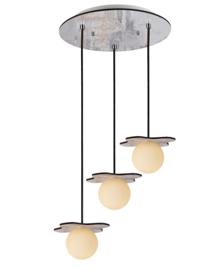 ACA DECOR – Κρεμαστό Φωτιστικό 3ΧG9 Απόχρωση Παλ Ξύλο Mdf + Λευκό Γυαλί Φ30ΧΗ60cm