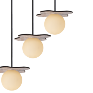 ACA DECOR   – Κρεμαστό Φωτιστικό 3ΧG9  Απόχρωση Παλ Ξύλο Mdf + Λευκό Γυαλί Φ30ΧΗ60cm