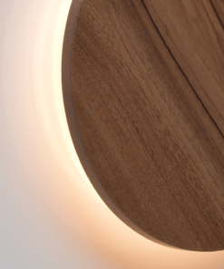 ACA DECOR  – Επιτοίχιο Φωτιστικό LED 5W 3000Κ Απόχρωση Σκούρου Ξύλου Mdf Κύκλος Φ14XH3,6cm