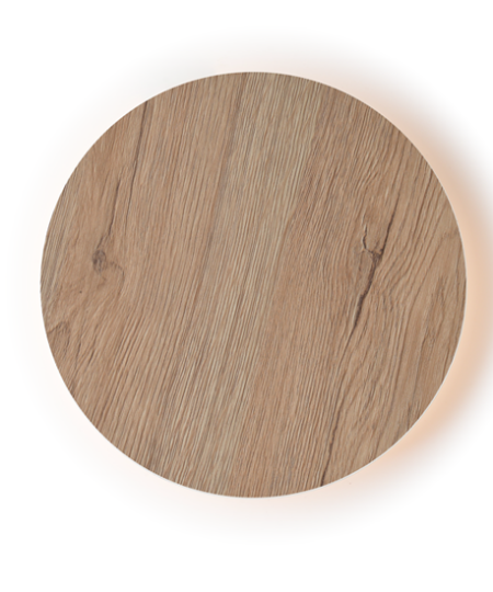 ACA DECOR – Επιτοίχιο Φωτιστικό LED 10W 3000Κ Απόχρωση Ανοιχτού Ξύλου Mdf Κύκλος Φ22XH3,6cm