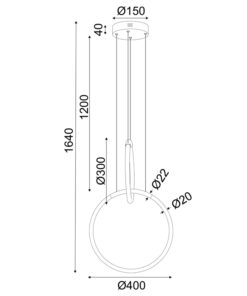 ΚΡΕΜΑΣΤΟ ΦΩΤΙΣΤΙΚΟ LED 24W 3000K 1680LM VENUS ΟΡΕΙΧΑΛΚΟ ΜΕΤΑΛΛΙΚΟ IP20 40X30XH164CM ACA – ZM31LEDP40BR