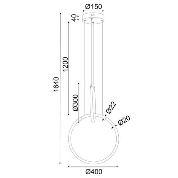 ΚΡΕΜΑΣΤΟ ΦΩΤΙΣΤΙΚΟ LED 24W 3000K 1680LM VENUS ΟΡΕΙΧΑΛΚΟ ΜΕΤΑΛΛΙΚΟ IP20 40X30XH164CM ACA – ZM31LEDP40BR