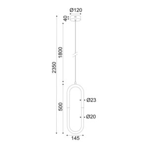 ^ΚΡΕΜΑΣΤΟ Φ/Σ LED 8W 3000K 560LM VENUS ΟΡΕΙΧΑΛΚΟ ΜΕΤ/ΚΟ IP20 15Χ2,3ΧH230CM ACA – ZM32LEDP15BR