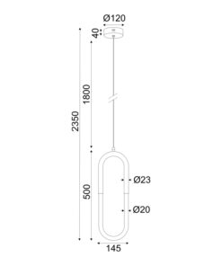 ΚΡΕΜΑΣΤΟ Φ/Σ LED 8W 3000K 560LM VENUS ΧΡΩΜΙΟ ΜΕΤ/ΚΟ IP20 15Χ2,3ΧH230CM ACA – ZM32LEDP15CH