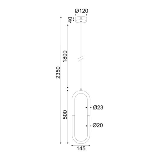 ΚΡΕΜΑΣΤΟ Φ/Σ LED 8W 3000K 560LM VENUS ΧΡΩΜΙΟ ΜΕΤ/ΚΟ IP20 15Χ2,3ΧH230CM ACA – ZM32LEDP15CH