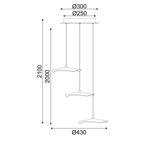 ΚΡΕΜΑΣΤΟ Φ/Σ LED 15W 3000K 1050LM NINFEA ΟΡΕΙΧΑΛΚΟ ΜΕΤ/ΚΟ IP20 D43XH210CM ACA – ZM34LEDP45BR