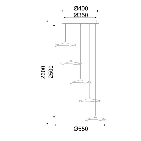ΚΡΕΜΑΣΤΟ Φ/Σ LED 25W 3000K 1750LM NINFEA ΟΡΕΙΧΑΛΚΟ ΜΕΤ/ΚΟ IP20 D55XH260CM ACA – ZM34LEDP55BR