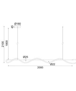 ΚΡΕΜΑΣΤΟ ΦΩΤΙΣΤΙΚΟ LED 60W 3000K 3300LM KYMA ΜΑΥΡΟ ΜΕΤΑΛΛΙΚΟ IP20 190Χ6XΗ215CM ACA – ZM36LEDP190BK