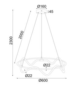ΚΡΕΜΑΣΤΟ ΦΩΤΙΣΤΙΚΟ LED 36W 3000K 2100LM KYMA ΜΑΥΡΟ ΜΕΤΑΛΛΙΚΟ IP20 D60XH230CM ACA – ZM36LEDP60BK