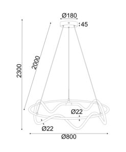 ΚΡΕΜΑΣΤΟ Φ/Σ LED 60W 3000K 3400LM KYMA ΜΑΥΡΟ ΜΕΤ/ΚΟ IP20 D80XH230CM ACA – ZM36LEDP80BK