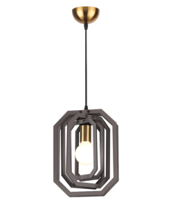 ACA DECOR   κρεμαστό φωτιστικό ορθογώνιο σε καφέ δέρμα , ZM391P24WDL