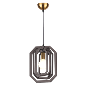 ACA DECOR   κρεμαστό φωτιστικό ορθογώνιο σε καφέ δέρμα , ZM391P24WDL