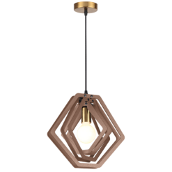 ACA DECOR κρεμαστό φωτιστικό πολύγονο σε καμηλό δέρμα , ZM391P34WLL